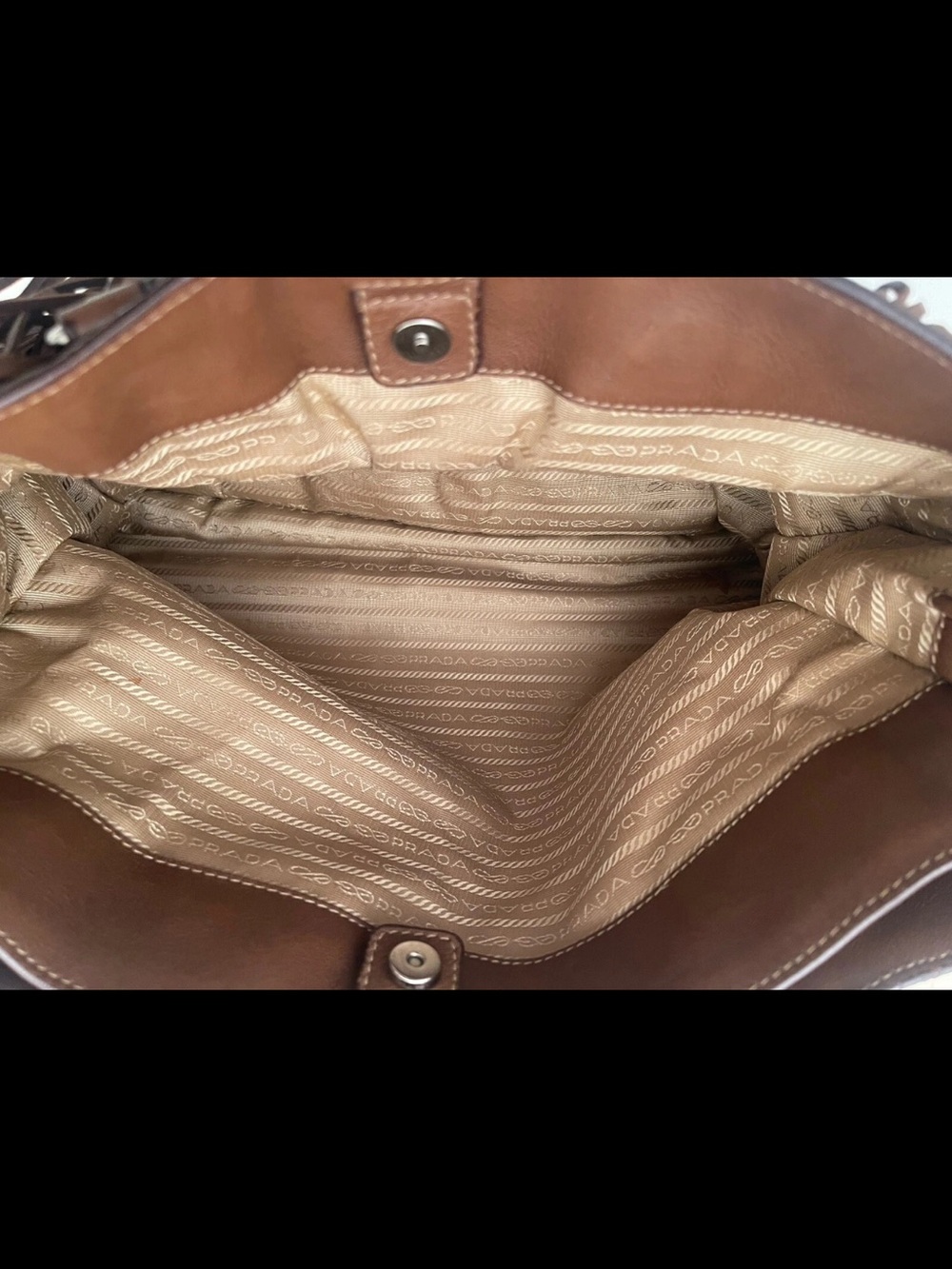 Prada large Brown Leather Fringe tote with Shoulder Strap studs - Picture 8 of 12